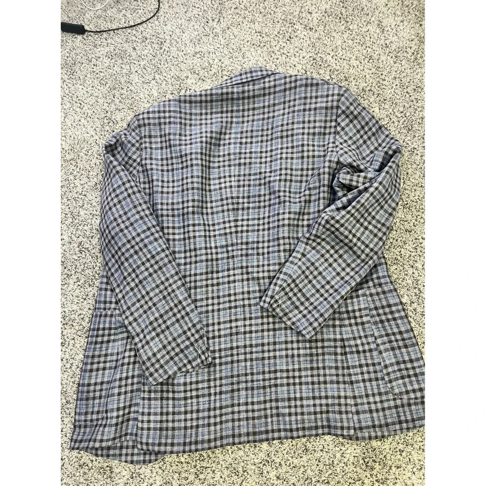 Ermenegildo Zegna DUO Blue Plaid Linen Silk Street Jacket Blazer Switzerland